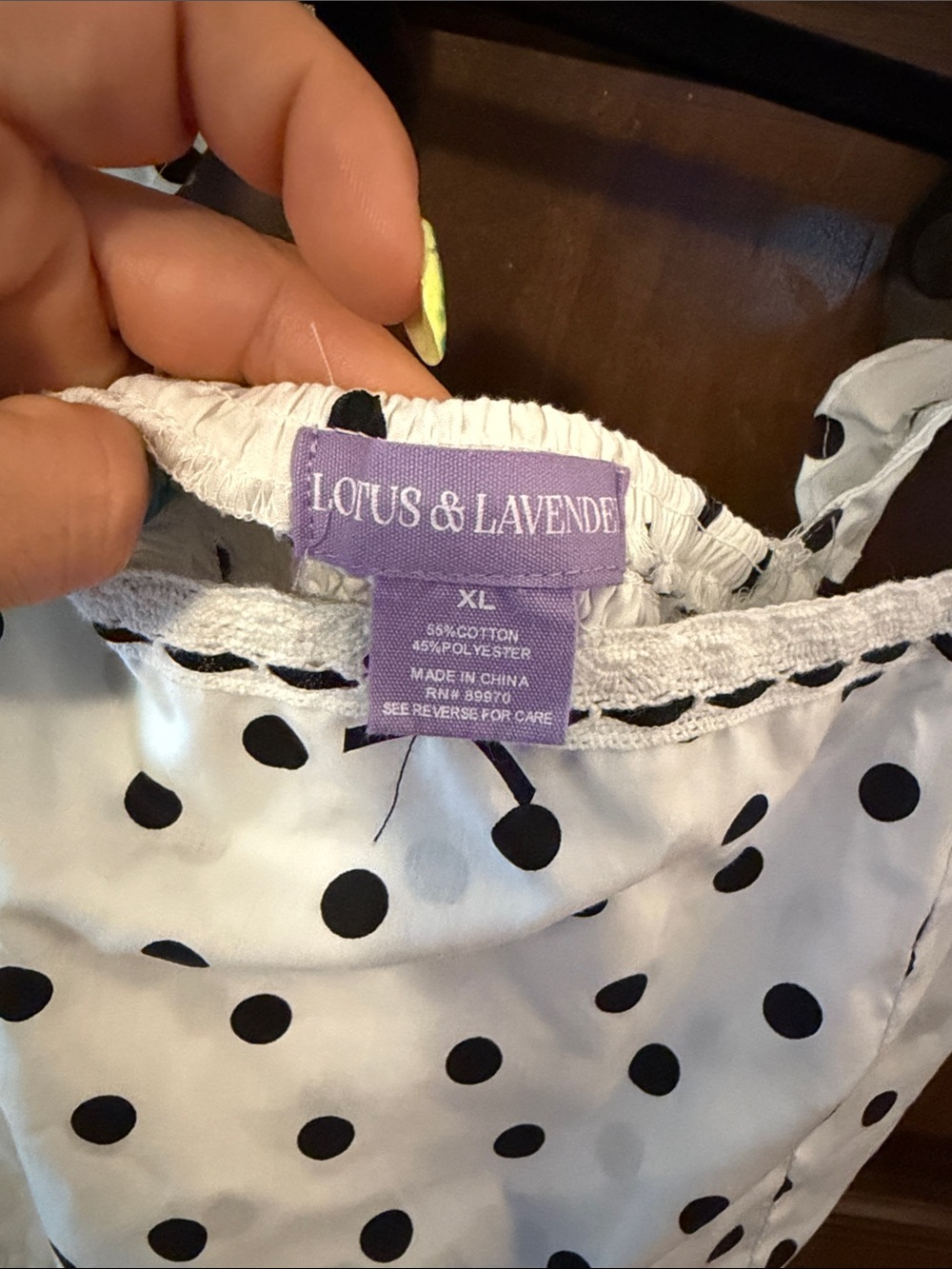 Polka Dot Ruffle Strap Crop Top in White and Black - Picture 4 of 4